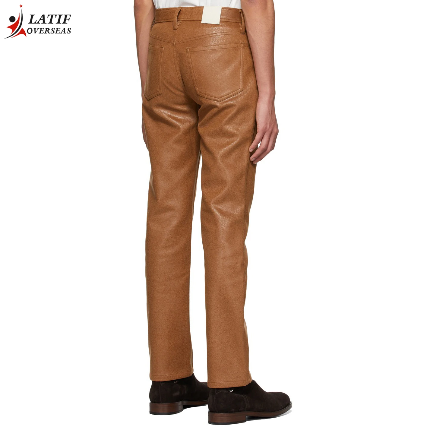 Wholesale New Men Leather Pants Superior Elastic Male Fashion Motorcycle Faux Leather Pants