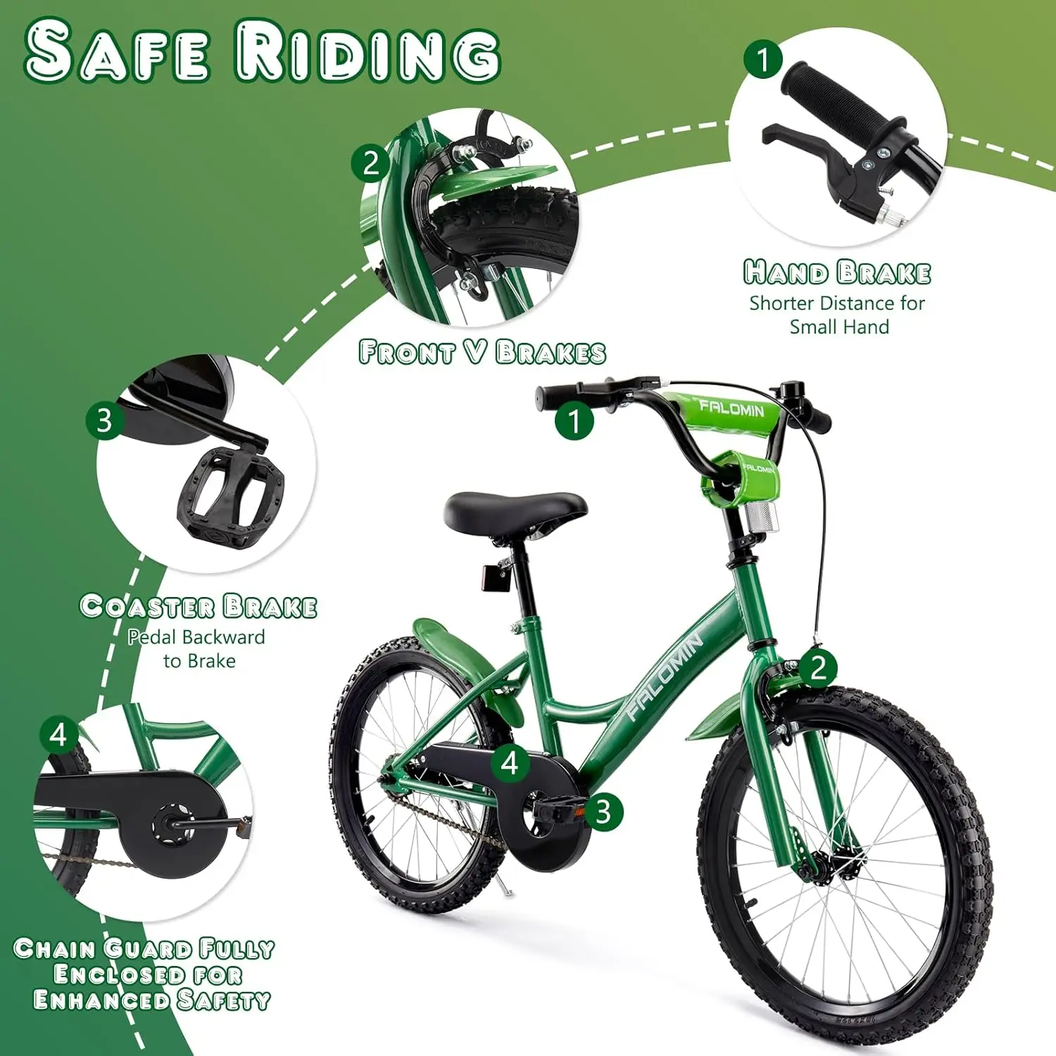 14/16/18 Inch Children Bike for Toddlers Kids Ages 3-9, Safe Non-Slip Tires, Removable Training Wheels, Coaster Brake
