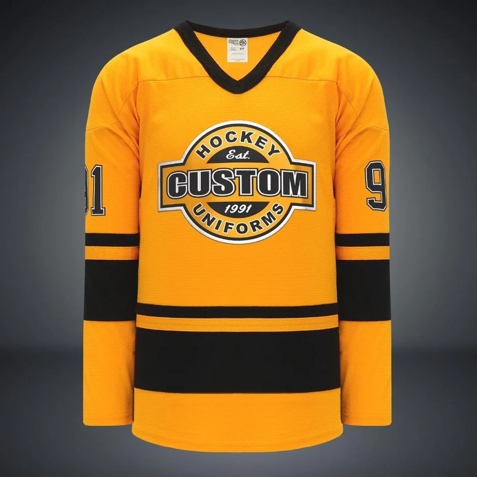 Ice Hockey Shirts Custom Hockey Jersey Golden Sublimation Embroidery Unisex OEM Customized Anti Technics Logo Style Color