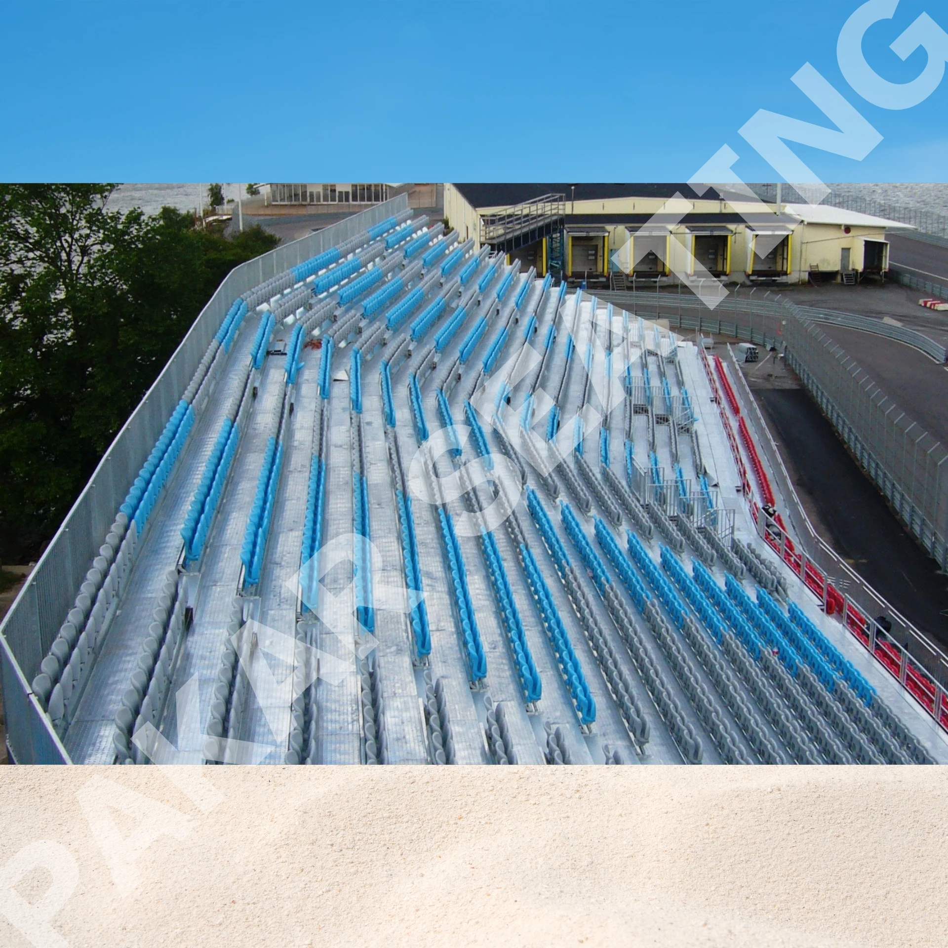 Versatile Grandstand with Staircases Roof Bleacher Indoor Outdoor Sports Events Festivals National Day Sports Entertainment