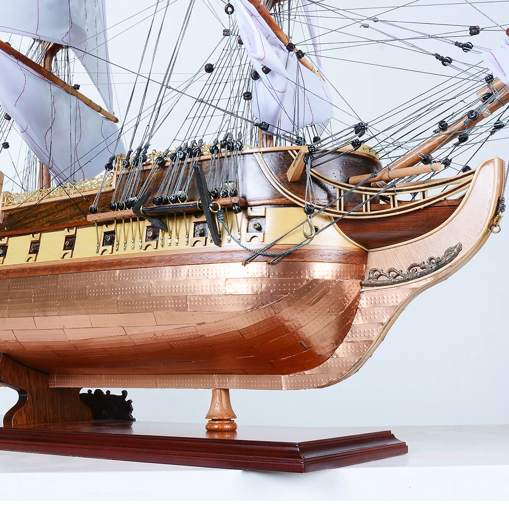 HMS Victory Copper Bottom Ship Model 80cm (straight sails) Handcrafted Wooden Replica