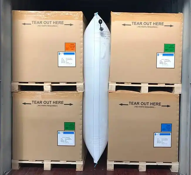 Dunnage bags are air filled pouches that can be used to stability secure and protect corgo during transportation