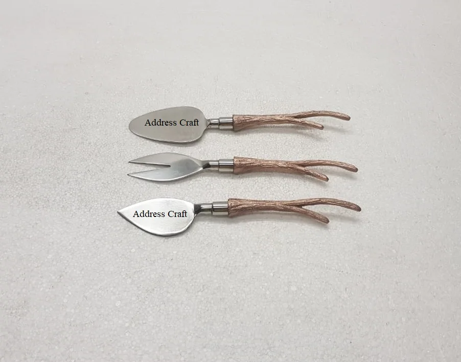 Unique Style Stainless Steel Brown And Blue Color Wood And Resin Handle Butter Knife Cutting Set kitchenware Used New Design