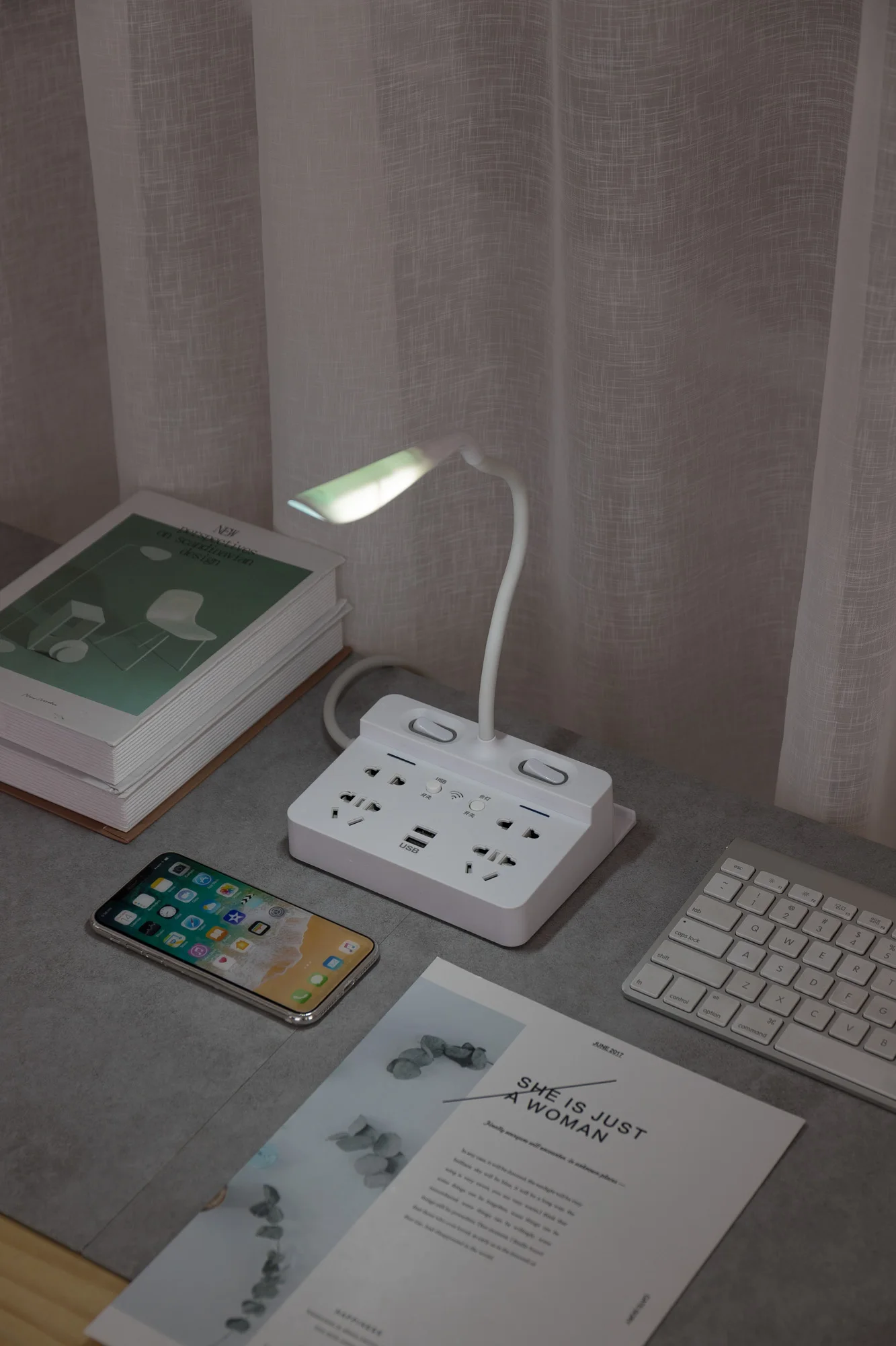 Wholesale desk lamp socket with fan plug board with cable multi-purpose drag line board intelligent USB desktop row plug