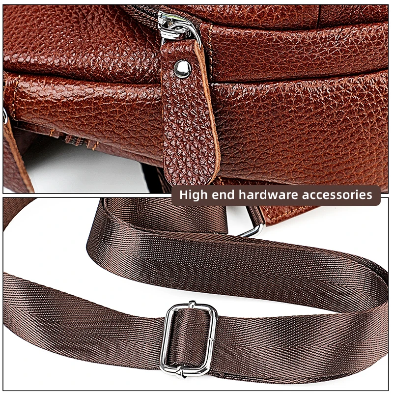 Casual Genuine leather Waterproof Travel Men Shoulder Bag Fashion Crossbody Sling Bag Chest For Men