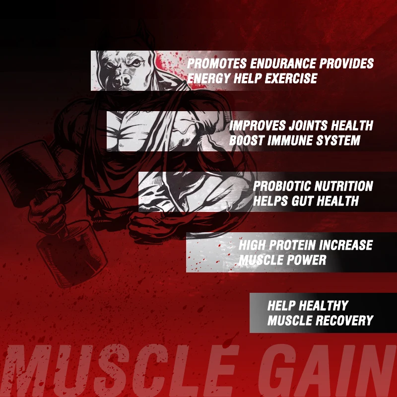 oem odm dog Muscle Building Supplement Support dog Muscle Growth Mass Weight Gainer for pet