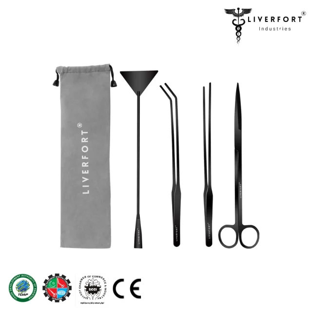 Top Quality Aquarium Cleaning 4Pc Black Tool Set Aquatic Plant Fish Tank Plant Tools Aquarium Long Tool Kit LIVERFORT INDUSTRIES
