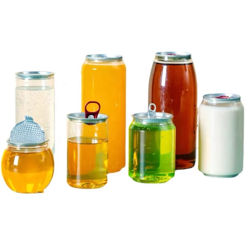 Wholesale 250/330/350/500 ml  Full Appearance Lid  Empty Soft Drink Plastic PET Cans /  Pop Top PET Can For Beverage Storage
