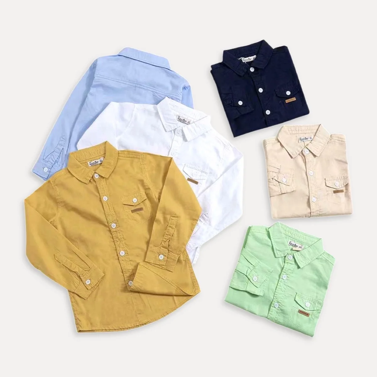 2023 Latest Design Children Shirt Formal Oxford Piquet Boys Long Sleeve Shirts Cotton Turn Down Collar Shirts For Kids Boys
