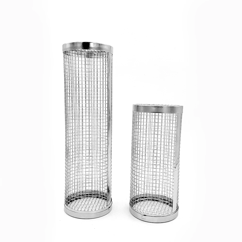 Popular Stainless Steel Wire Mesh Rolling Grill Basket Outdoor Camping Barbecue Cylinder Wire Mesh Cage BBQ Net Tube