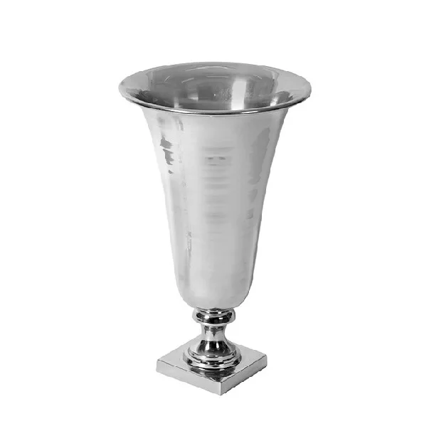 Wholesale Handmade Living Metal Glazed Ornament Luxury Flower Vase Sales Special Silver Plated Round Shape For Caffey Restaurant