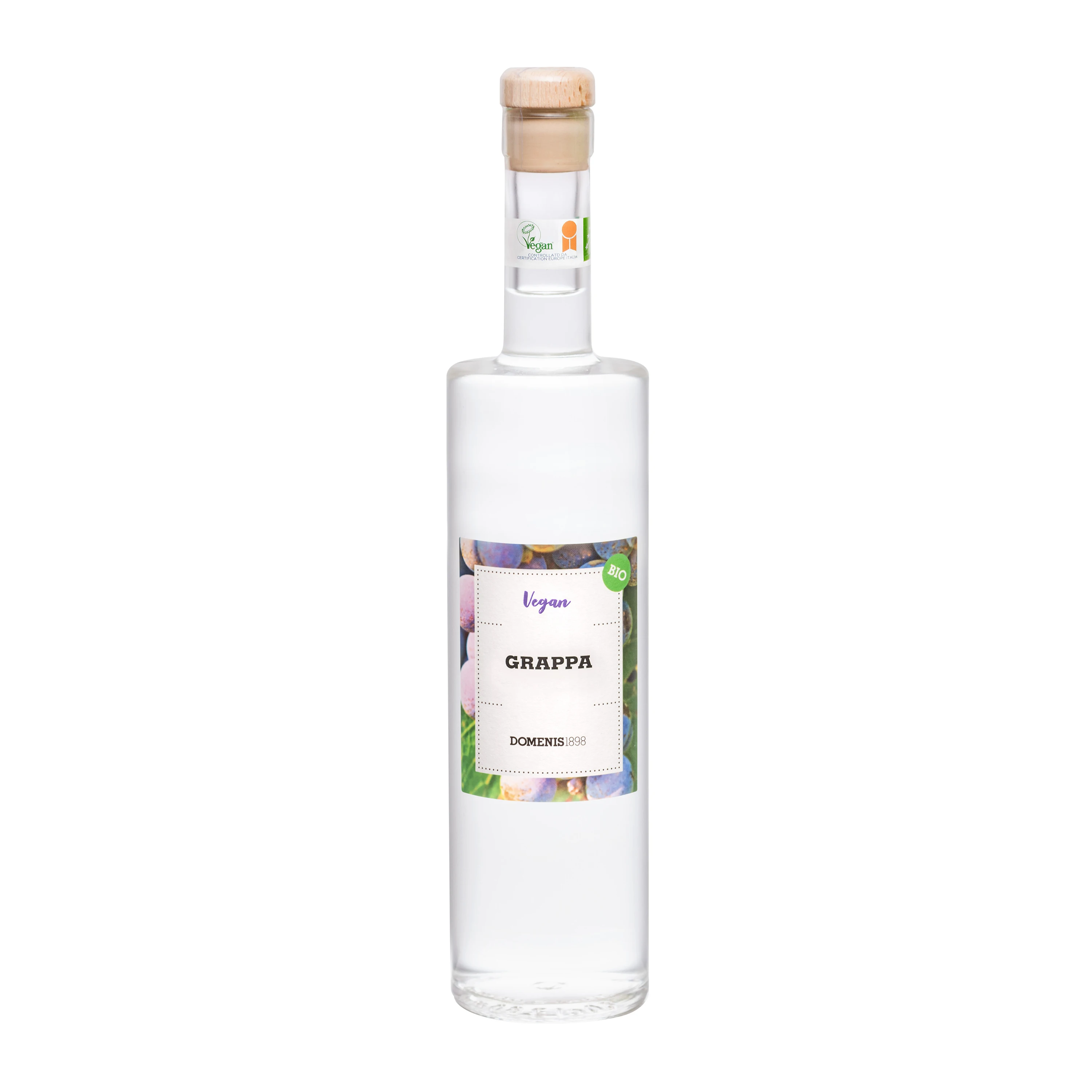 Высококачественная итальянская веганская и органическая молодая Grappa 50 cl стеклянная бутылка