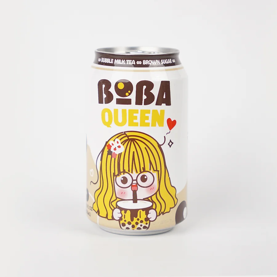 Ready to Drink Brown Sugar Bubble Milk Tea 330ml Can Boba Queen Premium Quality 4 Flavors/24 Cans Per Tray Wholesale Beverage