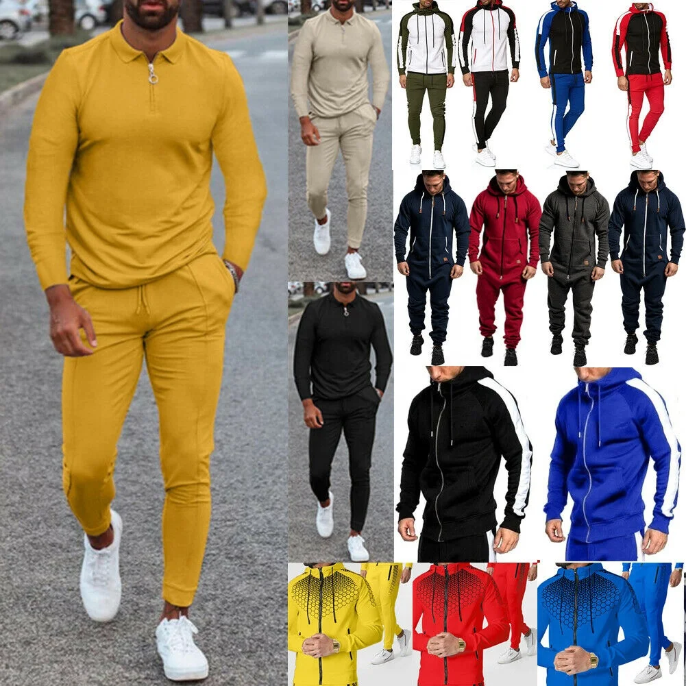 New Loose Hoodie and sweat pant set embroidery Tracksuit Long Sleeve Mens custom Sweatsuit Set