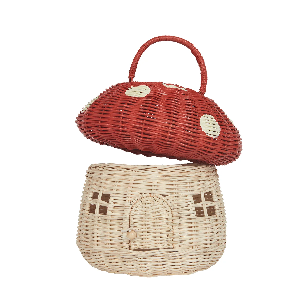 New 100% Handmade Rattan Mushroom House Cute Desktop Storage Basket Ornament Decoration