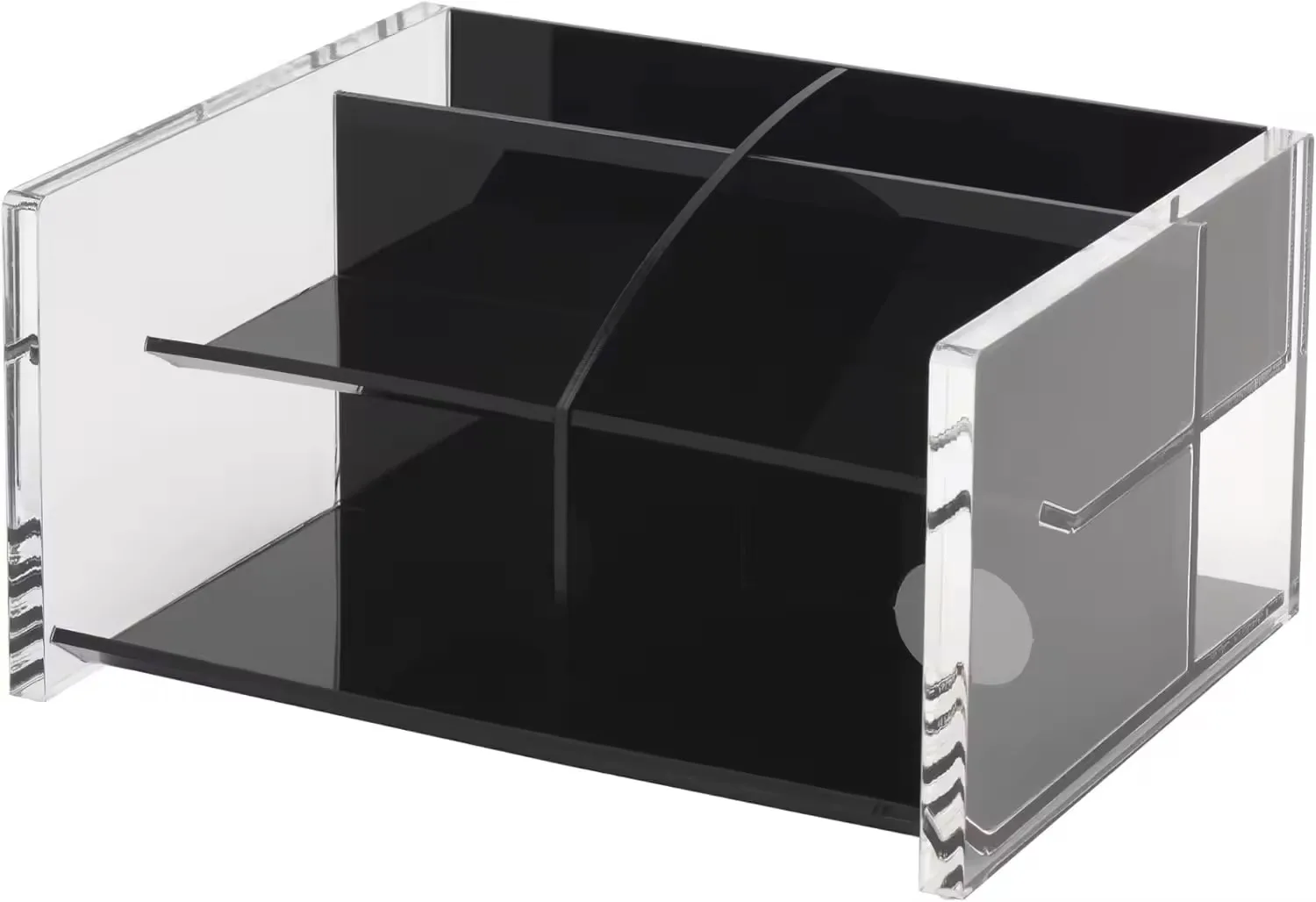 Elegant Black Acrylic Desk Organizer with Multiple Compartments for Paper and Pen Storage