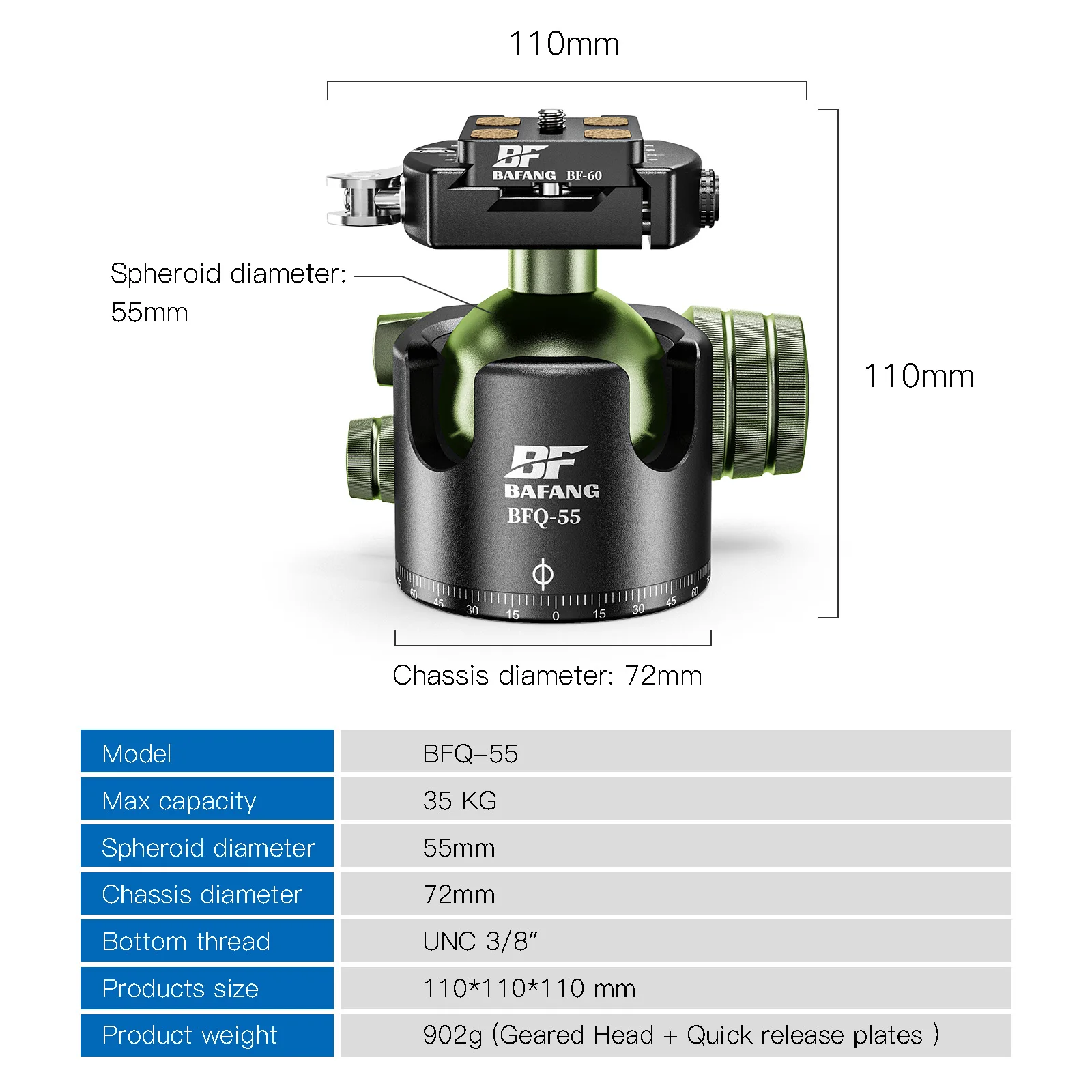 High Quality Spherical 360 Rotation Panoramic Head Professional Slr Camera Accessories 55Mm Heavy Duty Tripod Ball Head