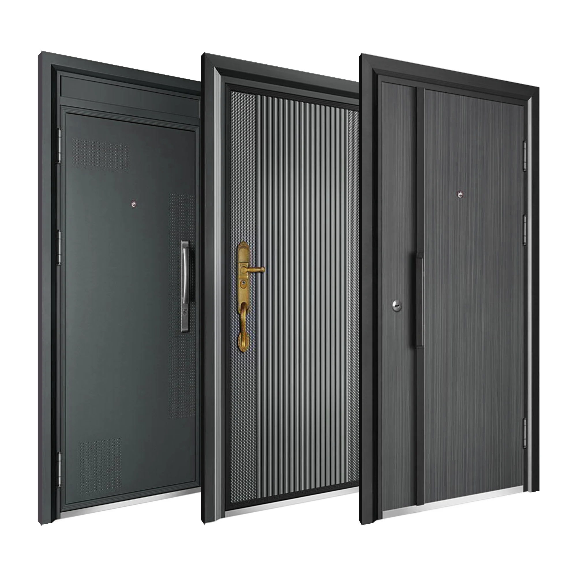 Factory Custom Fashion 5cm Residential Steel Entry Doors Environmental Sound-proof Solid Flush Door Morden Front Entry Door