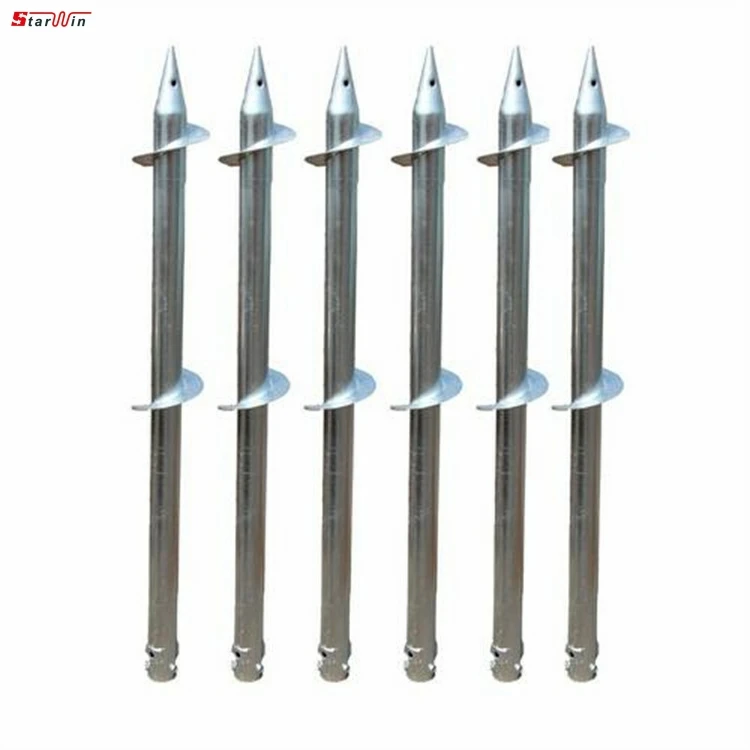 Open Field Hot Dip Galvanizing Steel Pipe Anchor Otter No Dig Ground Screw