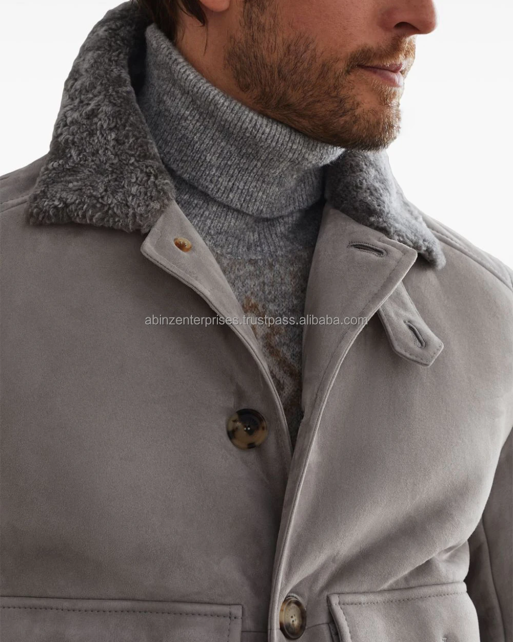Men Winter Suede Coat Best Quality Suede Jacket For Men With Inside Matching Fur Cheap Price