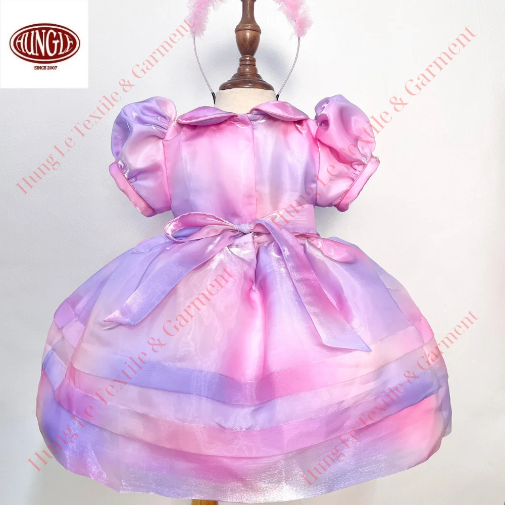 Wholesale High Quality Princess Baby Girl Rainbow Dress Formal Style Smocked And Embroidered Technique Made Polyester/Cotton