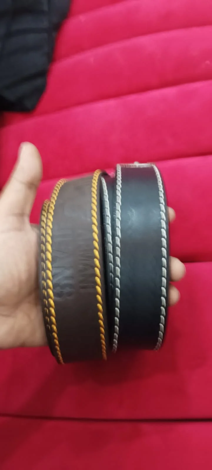 Handtooled Top Full Grain Western Belt Golden & white Buckstitch Luxury Belt Premiom CowHide Ready to Ship Unisex Custom