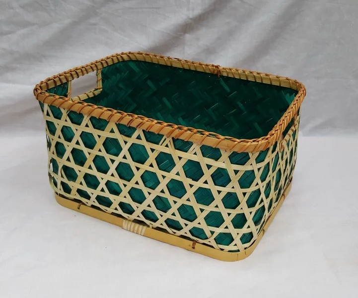 Multicolor high quality triple bamboo basket set without handle for kitchen and home storage & organization homemade in Vietnam
