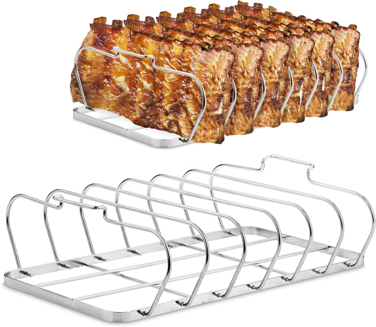 Rib Racks for Grilling - Foldable Easy to Use and Clean BBQ Rib Rack for Grill - Premium Durable Rib Rack