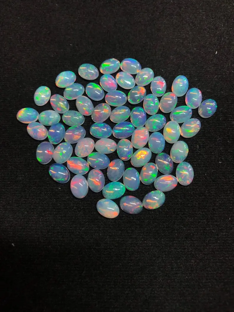 4x6mm Natural Fire Ethiopian Opal Loose Oval Cabochon Gemstone Wholesale Price Natural AAA Top Quality Gemstone Low Price Stone
