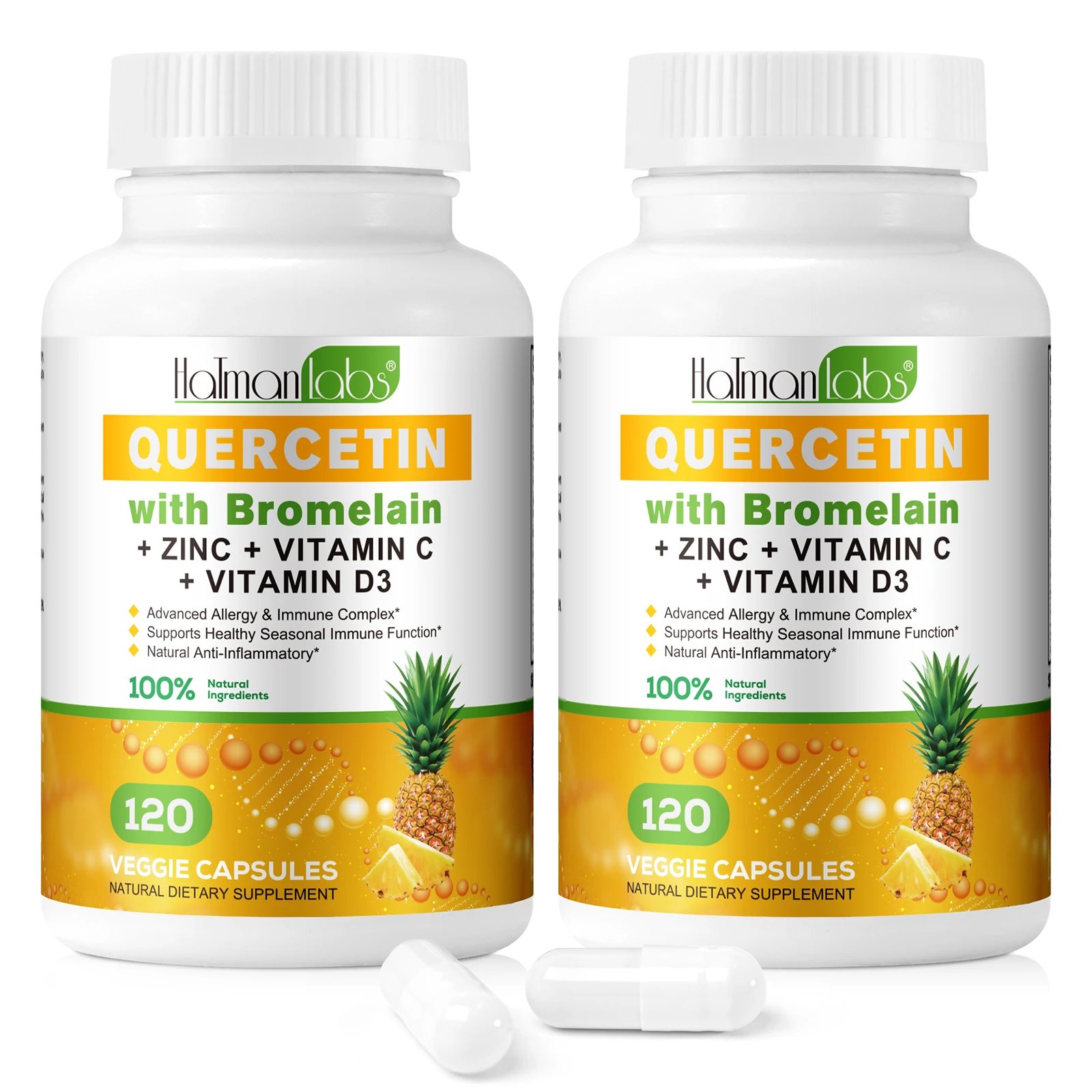 Natural Dietary Quercetin Capsules Supplement 120 Veggie Quercetin 500Mg Capsules Supplements With Bromelain Vitamin C And Zinc