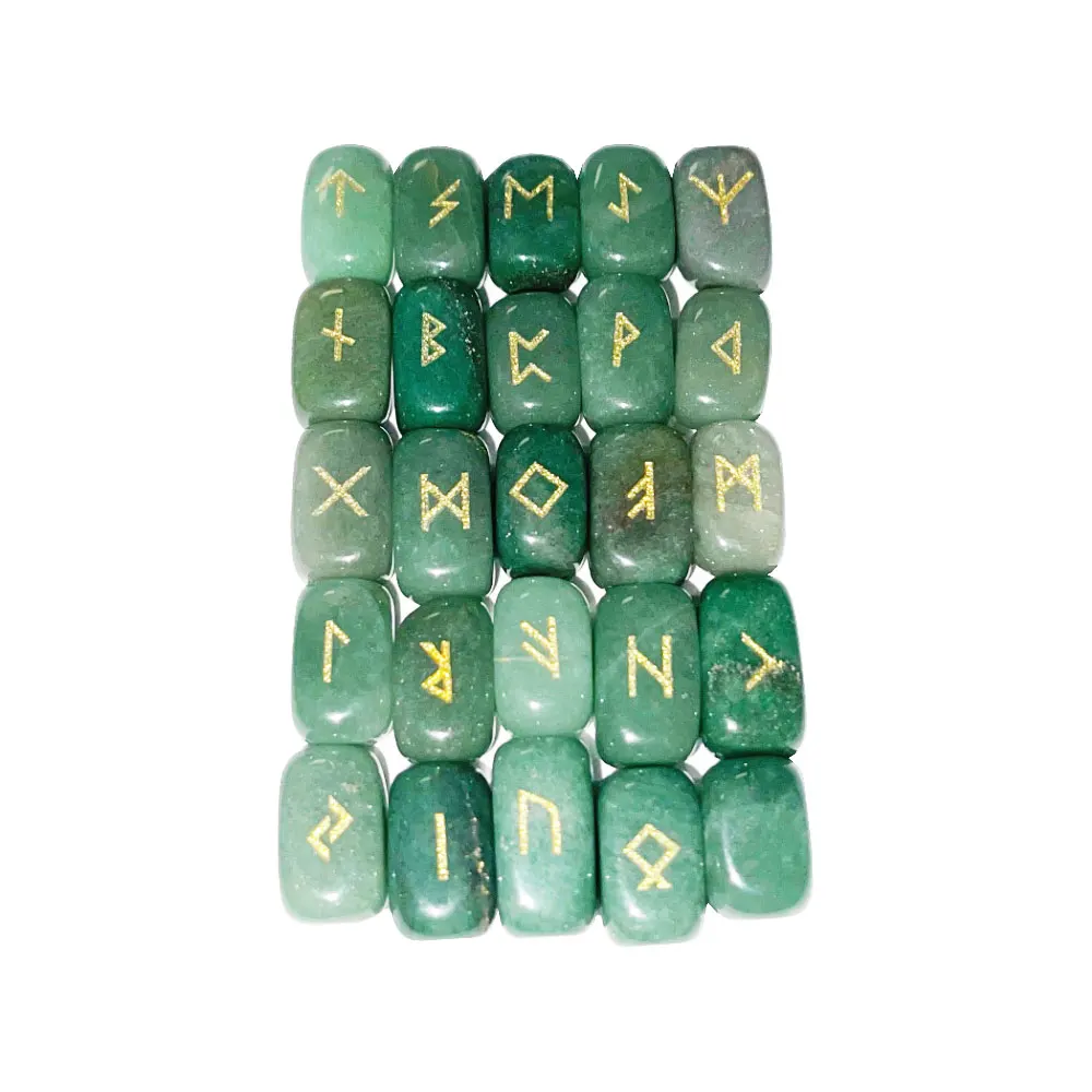 Wholesale Natural Crystal Top selling Green Aventurine   Rune Set gemstone Agate Natural Reiki Set Rune Set