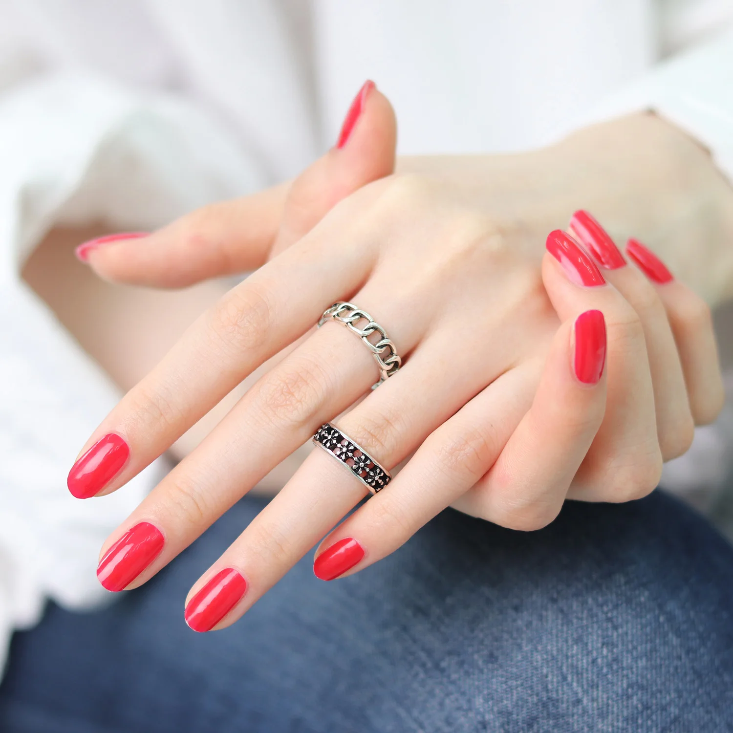 ShineB Gel Nail Strips #45567 Real Red Best selling Nail wraps and easy Glam nail stickers Salon High Quality made in korea