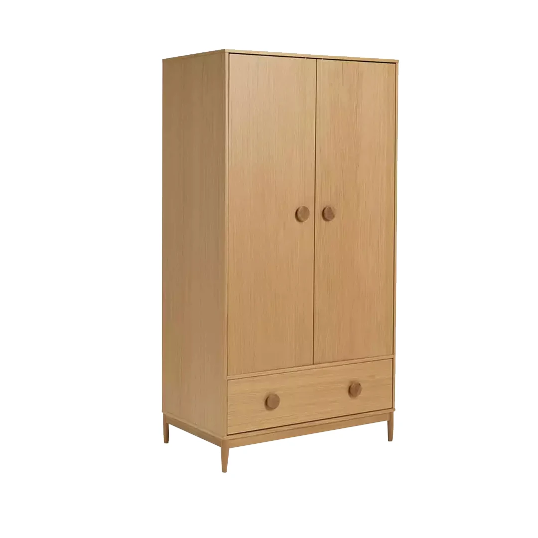 Wardrobe Open And Close 2 Door Solid Teak Wood Natural Finish Pertiwi