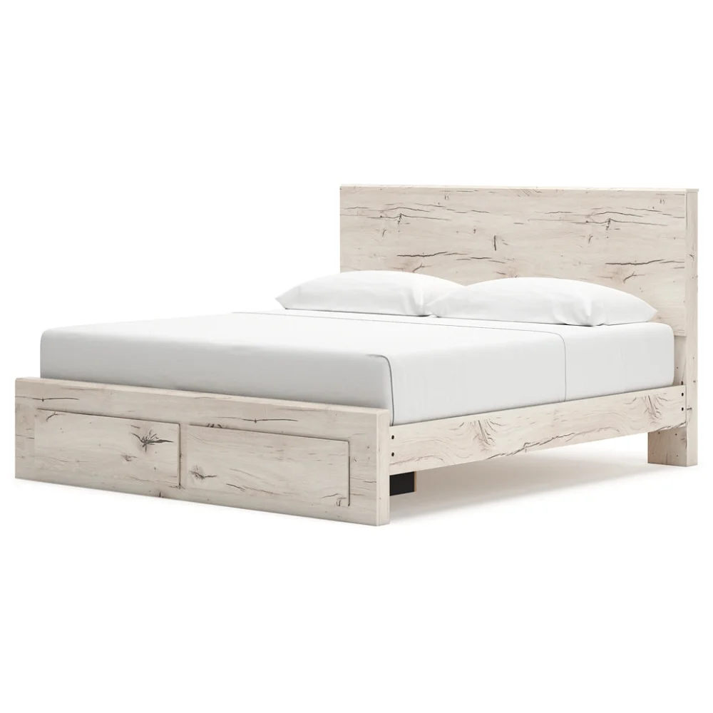Top-Tier Light Natural Queen Size King Storage Bed Elegant Bedroom Premium Vietnamese Wood Craftsmanship Pine Bed Frame