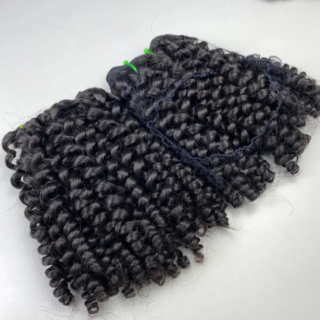 bundles human hair wholesale super double drawn Pixie Curls natural black color raw vietnamese hair bundles no genius weft