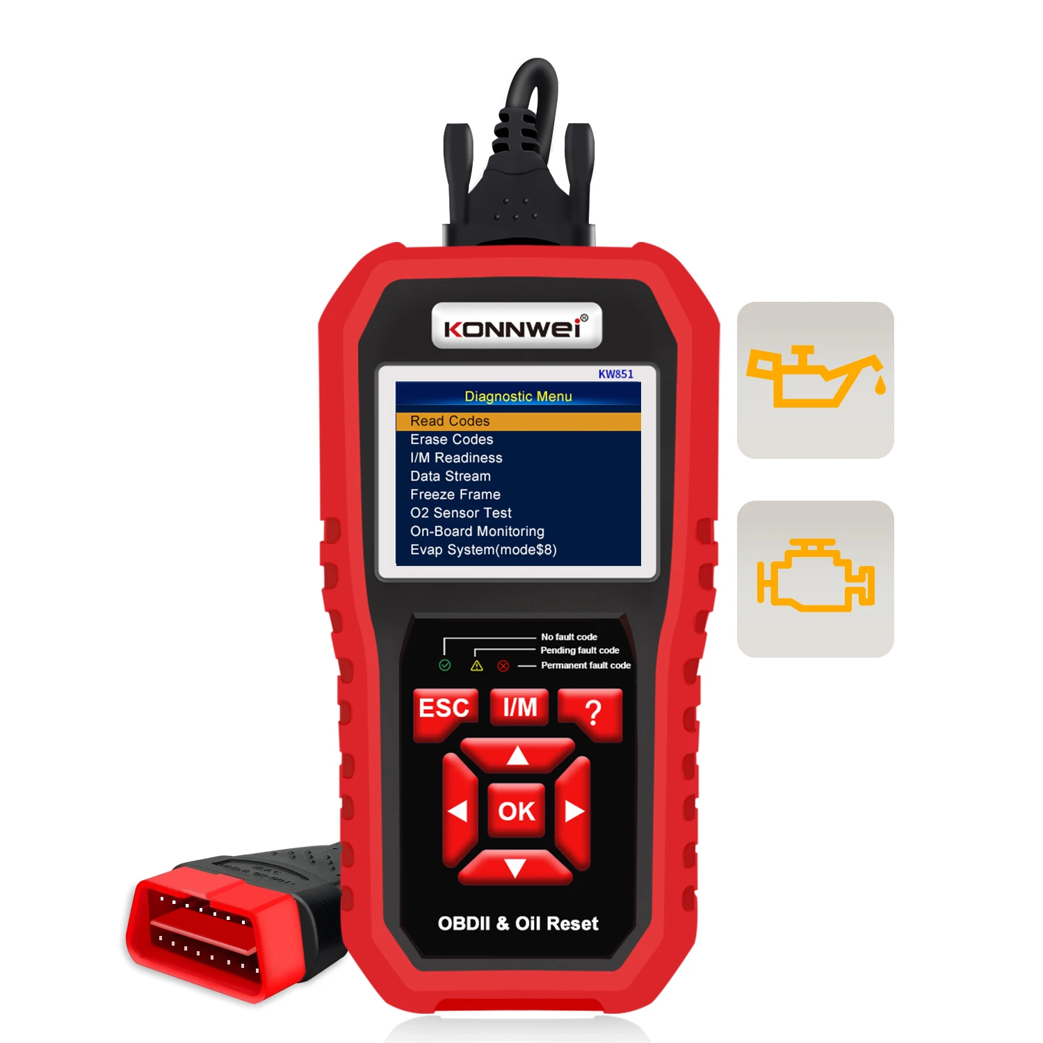 OEM Vehicle OBD2 Scanner KONNWEI KW851 12V Car Oil Service Light Reset OBD2 Engine Diagnostic Analyzer