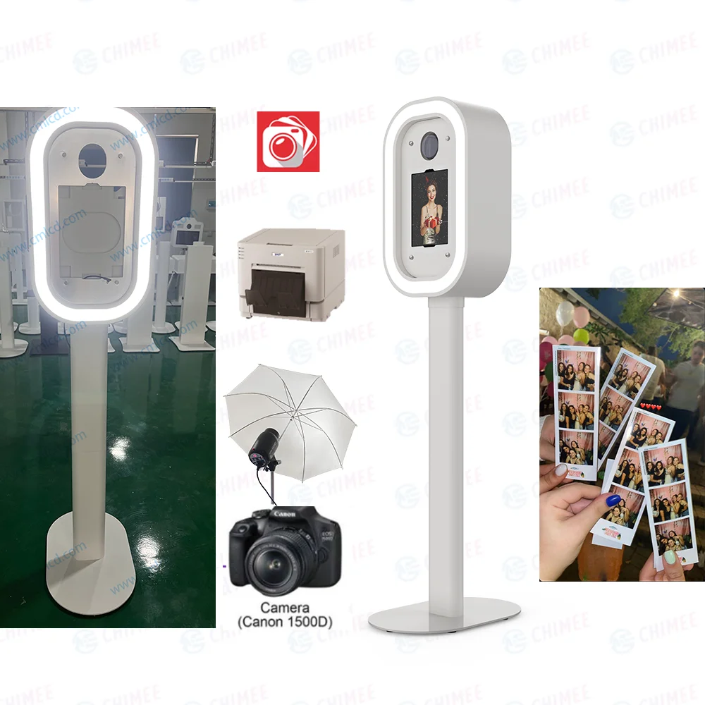 2025 New Oval Dslr Photo Booth iPad With Rgb Light and Flight Case Selfie Kiosk Ipad Photobooth Shell with printer case