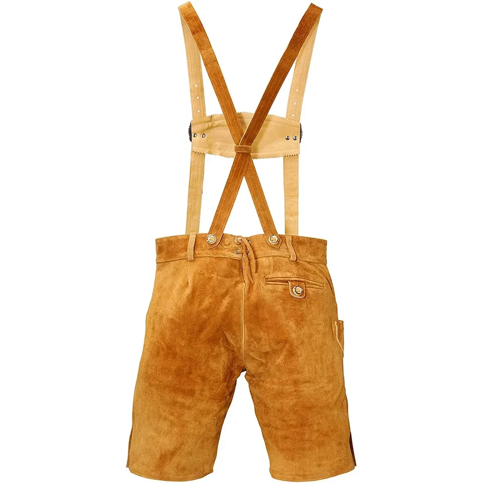 Genuine Suede Leather Short Lederhosen Men Bavarian Outfit Oktoberfest Costume Men Casual Plain Oem Lederhosen