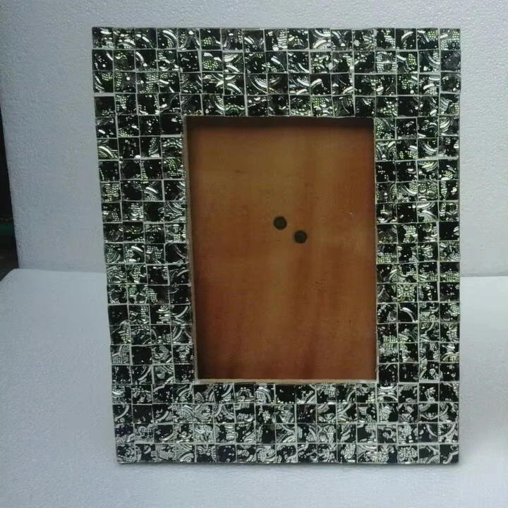 2024 мозаичная Фоторамка деревянная мозаика ручной работы декоративная фоторамка Сделай Сам со стеклом для рождественских подарков