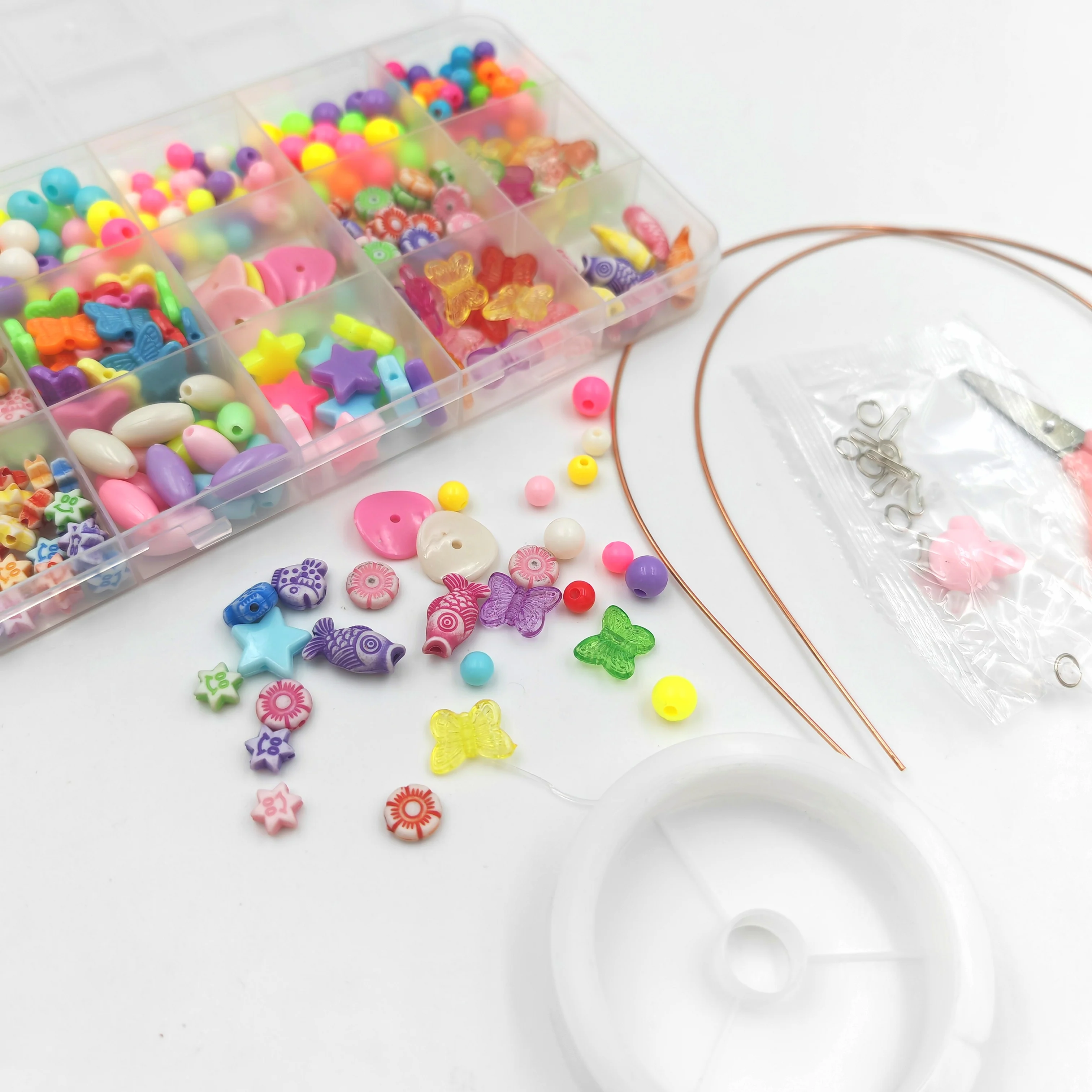 Handmade Bead Colorful Set for Necklace Material case Toys Mixed Pearl Set Acrylic Beads