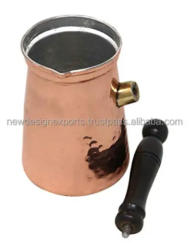 Copper Mug Long Handle Turkish Pot for Warming Water Coffee Tea, 300 ml