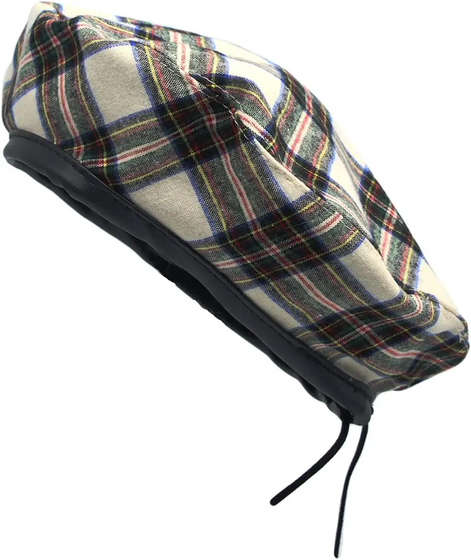 New Design Wholesale Cotton Plaid Beret Hat Tartan Check French Beanie Cap