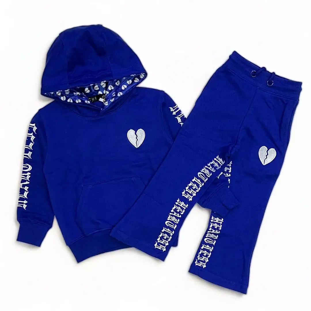 Custom Children Stacking Sweatsuits High Quality 2 Piece Kids Flared Tracksuit Set Cotton Thick Warm Hoodie and Sweatpants Set