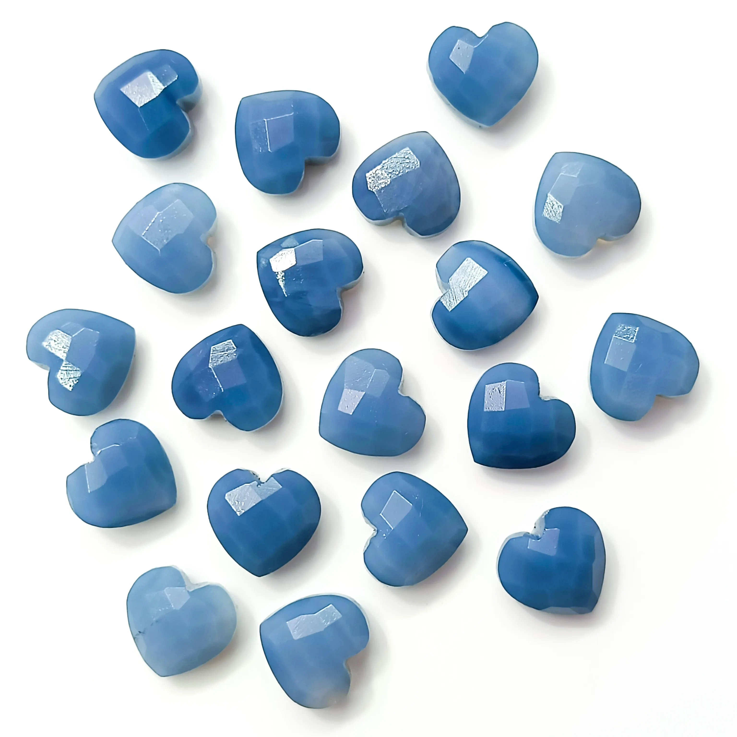 AAA Blue Opal Faceted Heart Shape Gemstone Jewelry Making 10mm - Blue Opal Hand Carved Loose Gemstone, Opal Carving Briolette