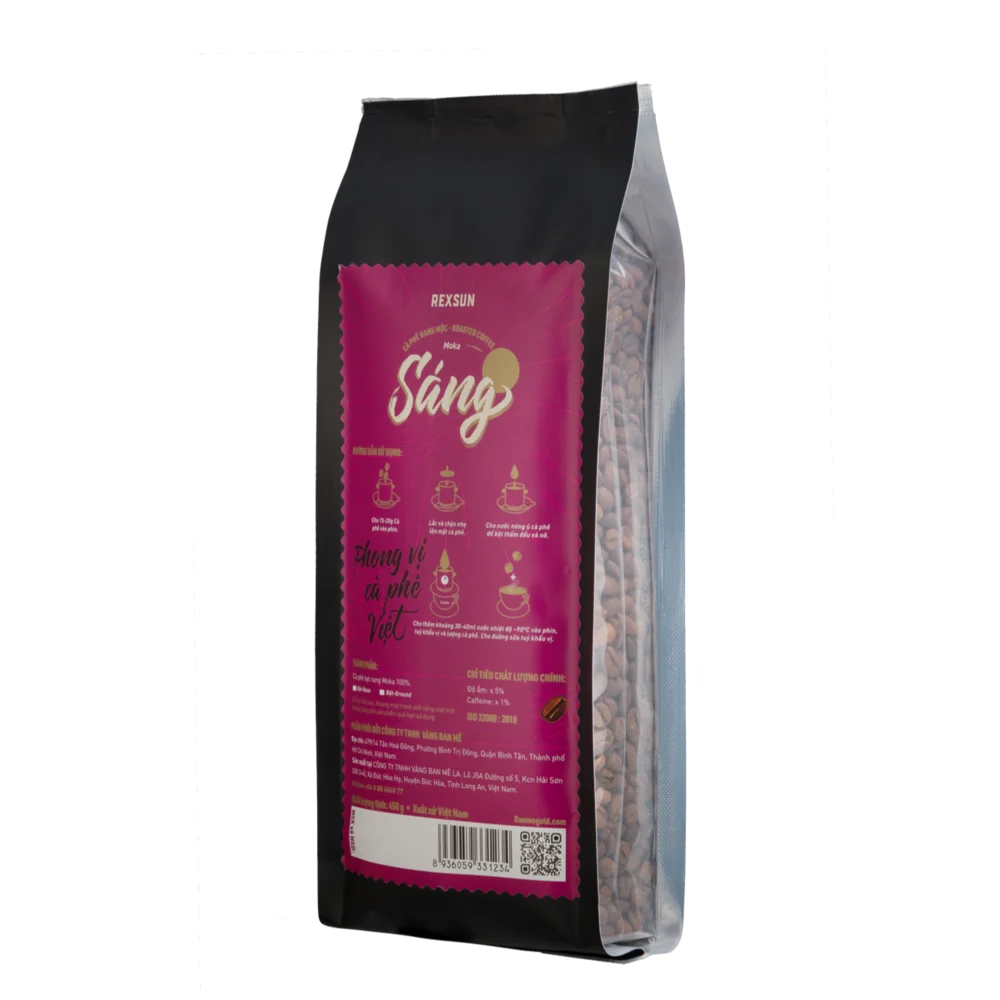 Vietnamese Arabica Bourbon (MOKA) Roasted Coffee Beans 450G/Bag with Winey Notes and Floral Scents From REXSUN Coffee Brand