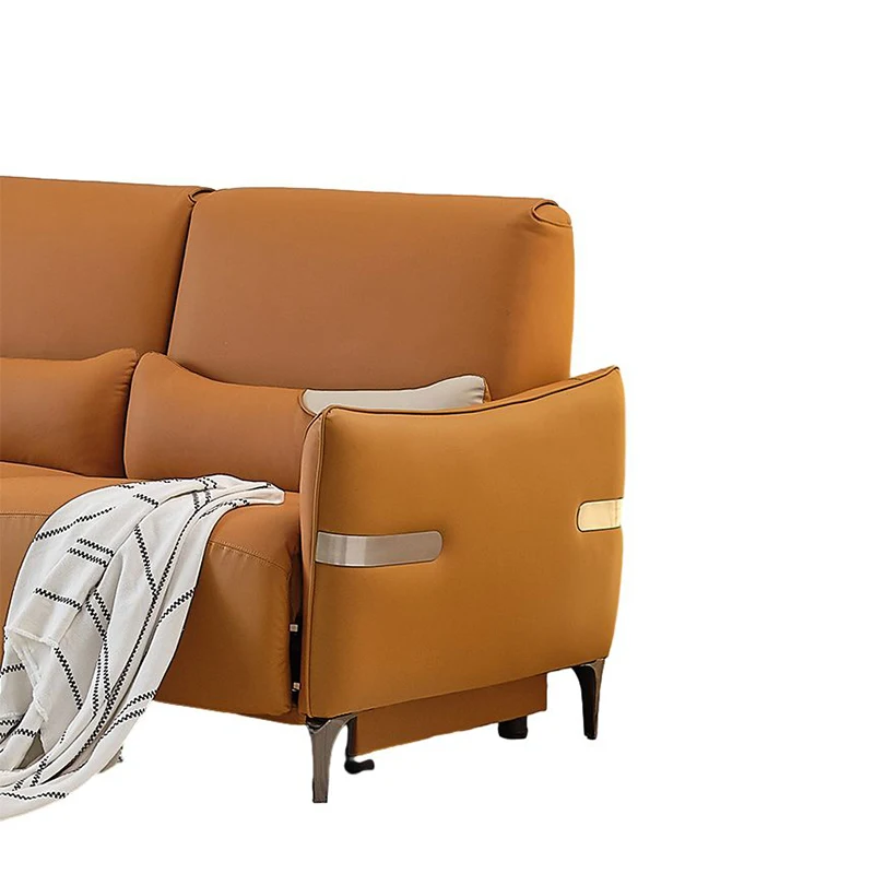 Modern Simple Design Smart Electric Two-Seater Genuine Leather Sofa with Massage & Cooling Features Small Apartment Living Rooms