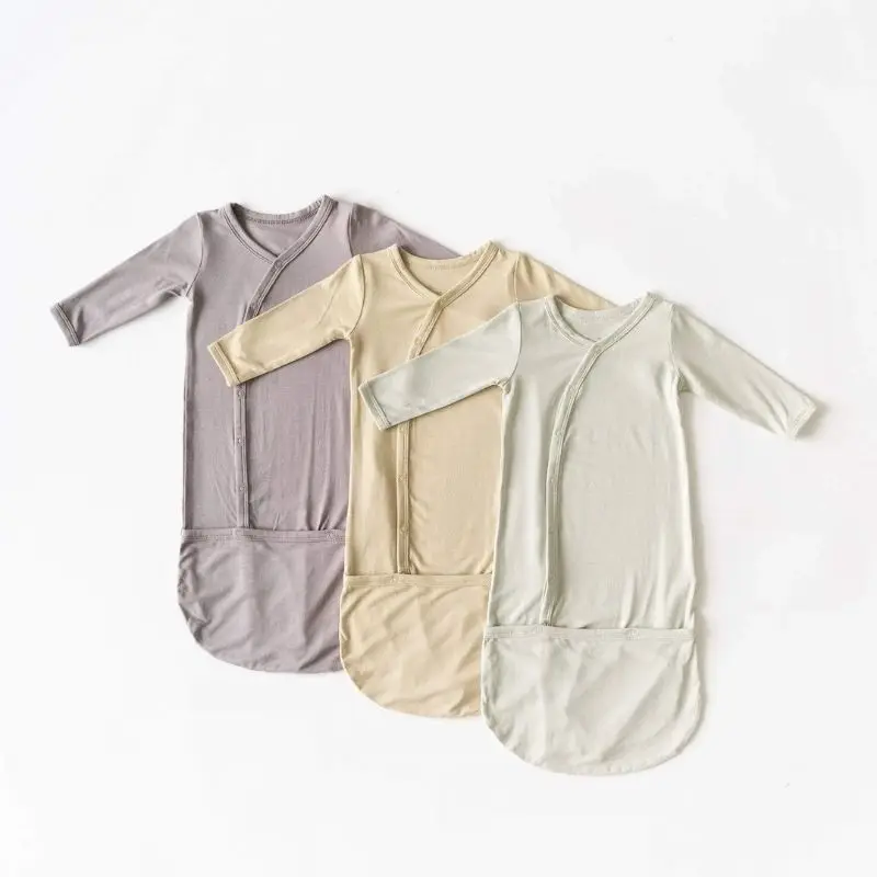 GOTS Certified Bamboo Baby Clothing Hot Sale Baby Pajamas Soft Button Baby Sleeping Bags