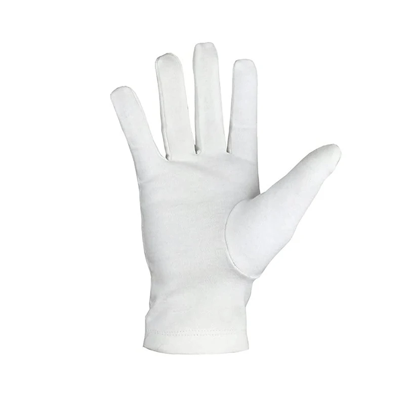 2022 new arrival plain white cotton fabric masonic gloves embroidered logo competitive price low MOQ masonic gloves