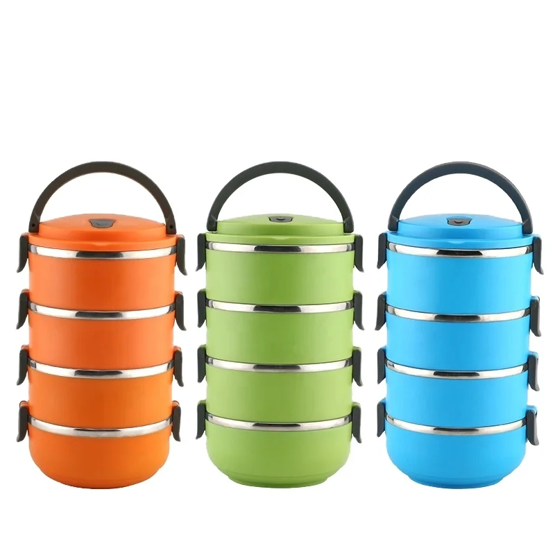 4 Layer colored stainless steel with food warm insulated tiffin lunch box food carrier lunch box
