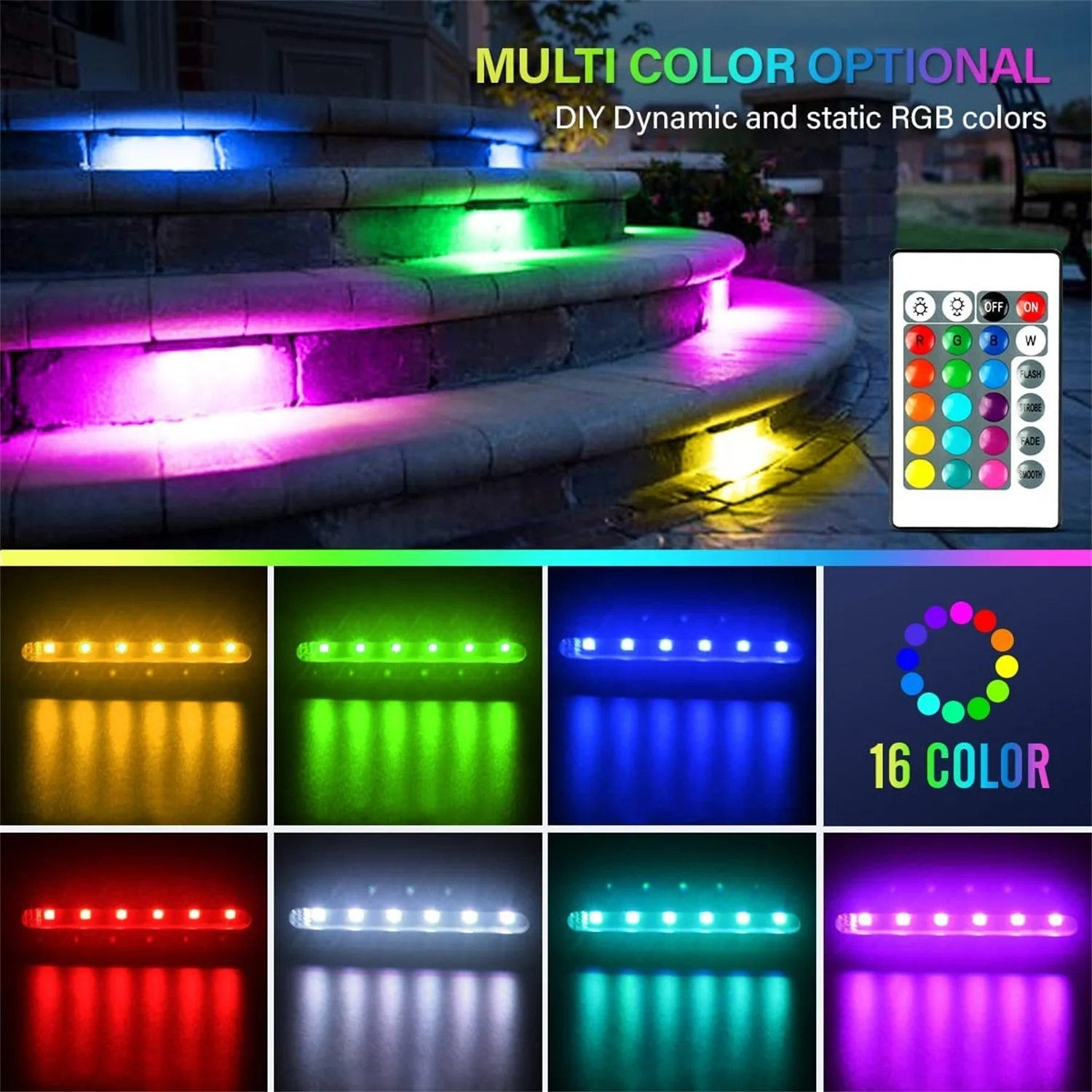 Светодиодный RGB светильник для лестницы с дистанционным управлением уличный водонепроницаемый ступенек памятью 6 Вт 12 В постоянного тока
